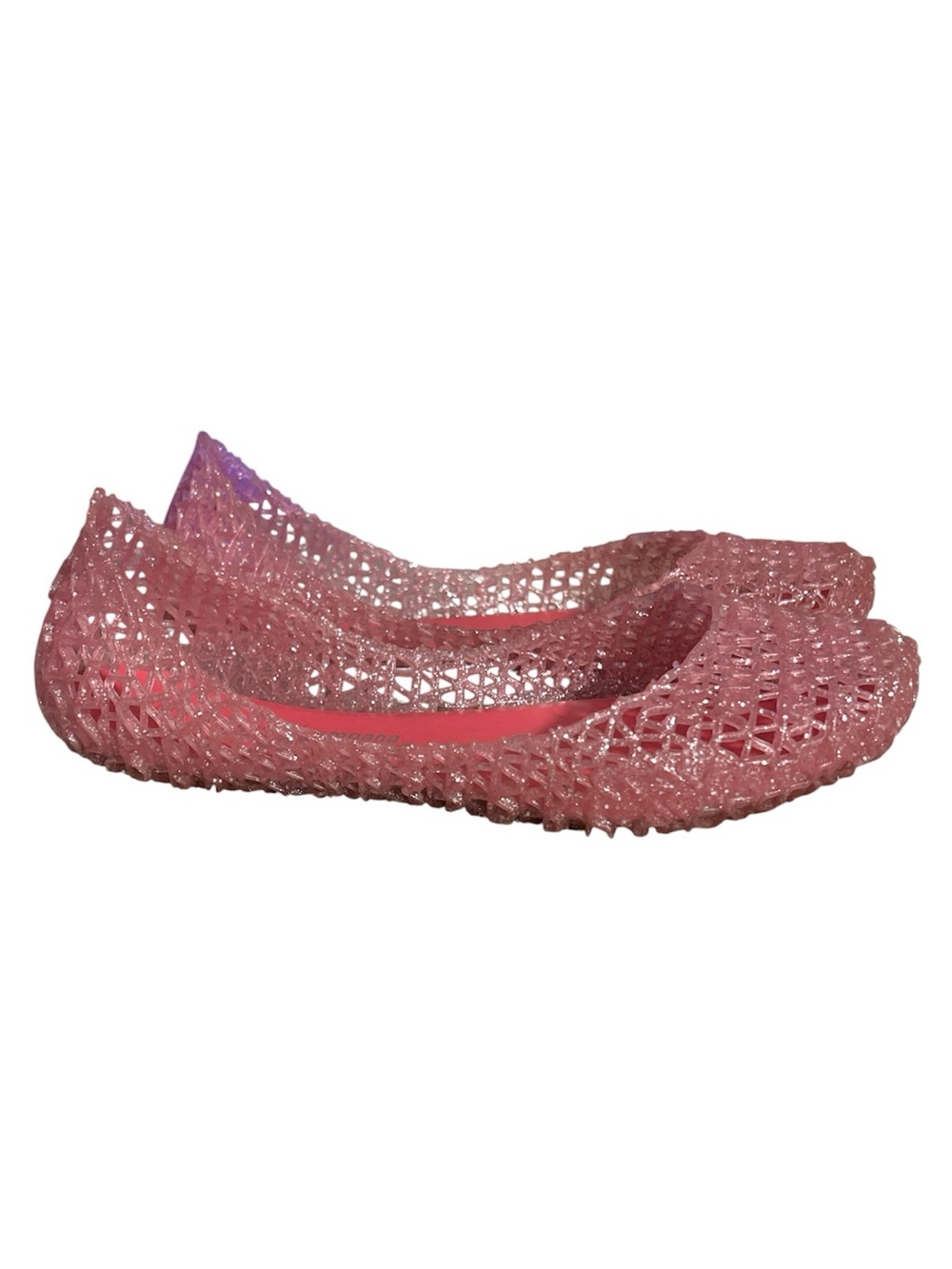 Mini Melissa Campana Zigzag Flat in Pink Glitter - Size 3